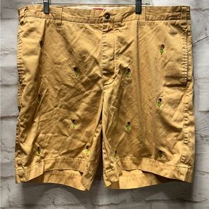 orvis shorts 42 orange hulu embroidery zip and button‎